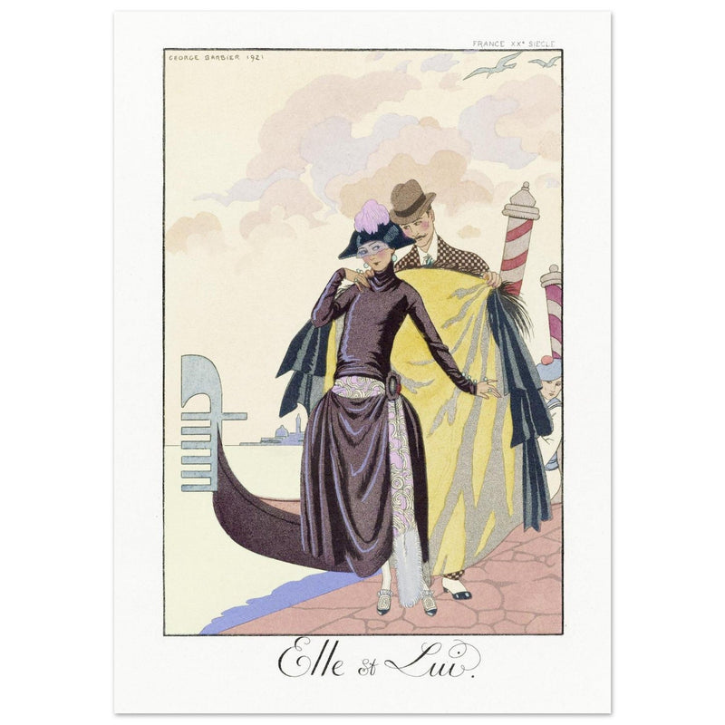 George Barbier Elle et Lui vintage illustration. Falbalas et Fanfreluches: almanach des modes. ,