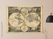 Frederik de Wit 1688 Ancient wold map. Double hemisphere antique old map reproduction. Nova orbis Tabula