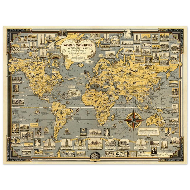 World Wonders, A Pictorial Map by Ernest Dudley Chase.