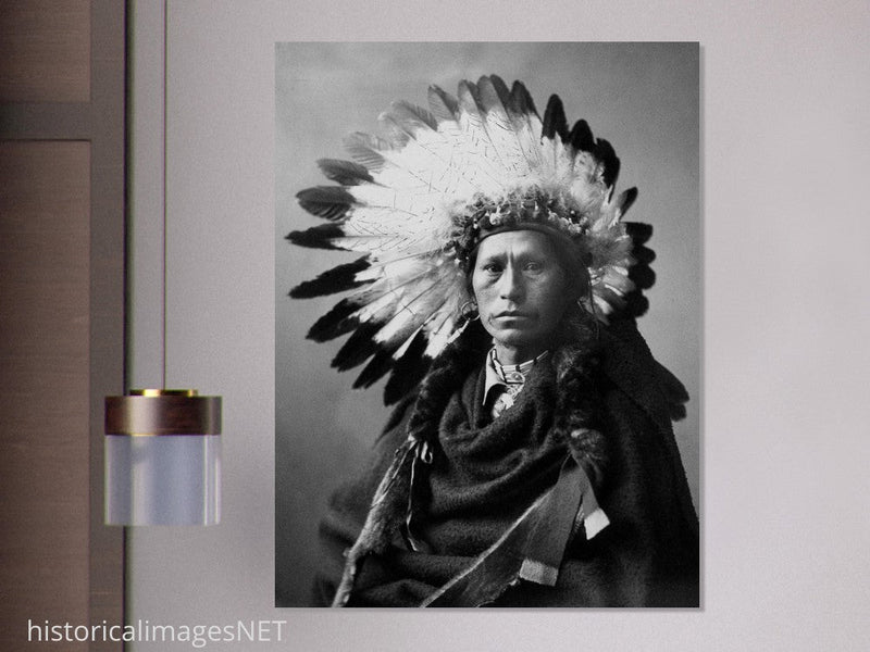 James A. Garfield, Chief of Apaches. Black and white portrair  of a native american leader