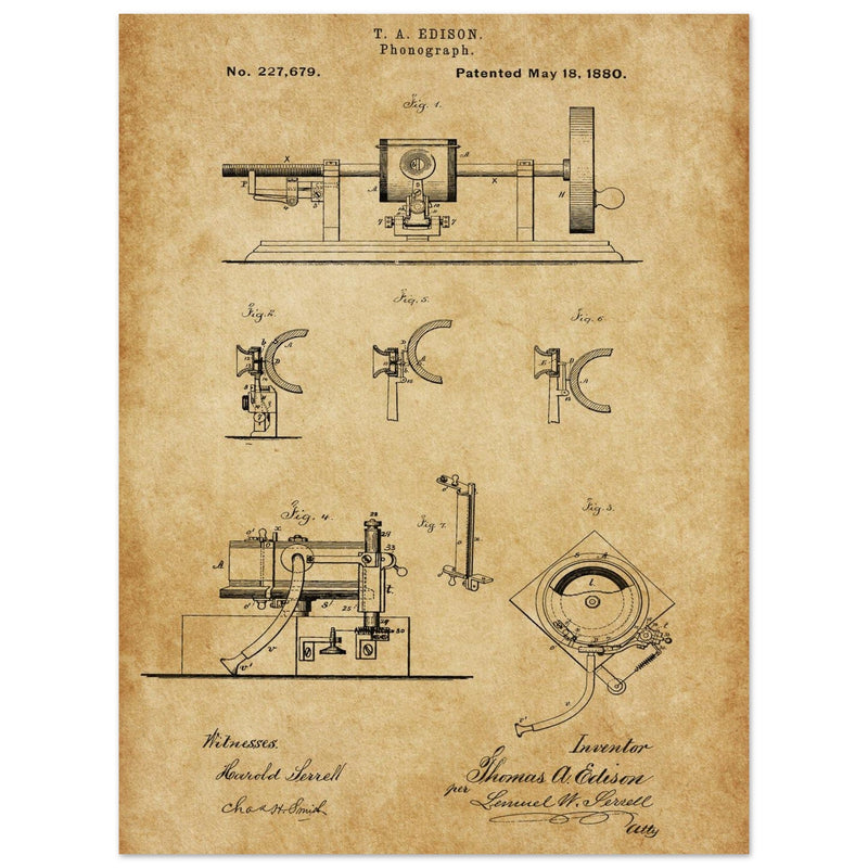 The Phonograph patentby Thomas Alva Edison. Patent 227679