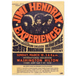 Jimi Hendrix experience vintage music poster . Washington Hilton performance in 1968.