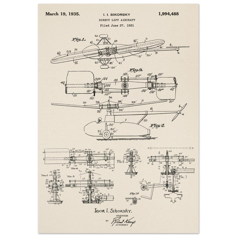 Direct Lift Aircraft patent by Sikorsky. Helicopter ancestor
