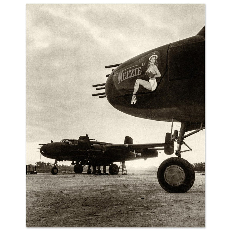 World War 2 poster.  B 25 airplanes in the Pacific front .