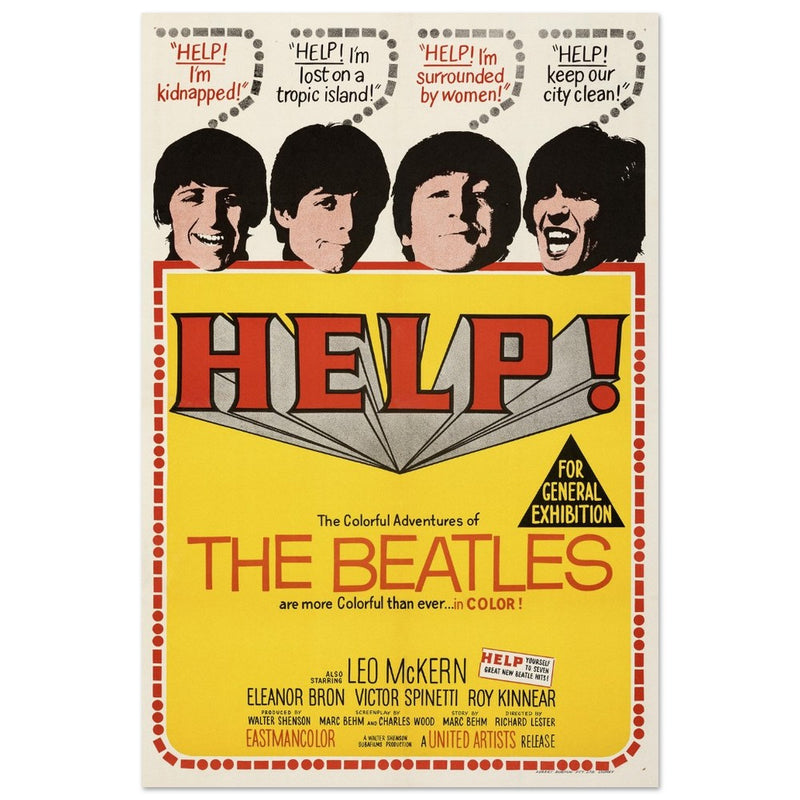 The Beatles Help film poster reproduction. Printed on Fine art paper