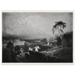 John Martin Paradise Lost Heaven – the Rivers of Bliss. Vintage mezzotint engraving .
