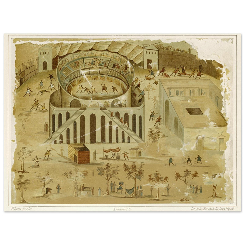 Pompeii circus games engravings by Fausto and Felice Niccolini.
