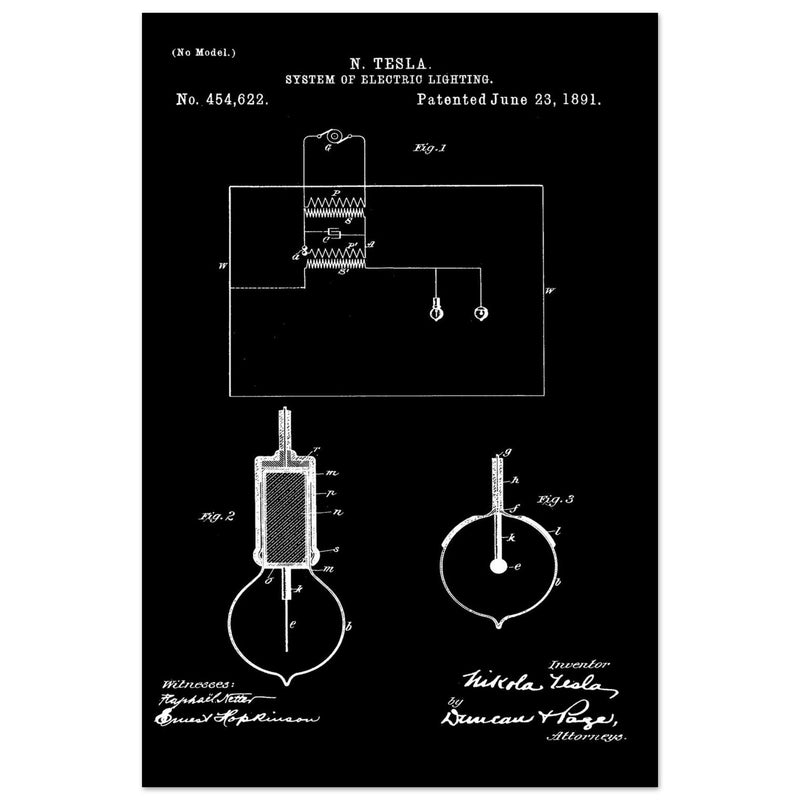Electric Lighting patent  by Nikola Tesla.