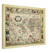 Ancient old world map 1638. Noua totius terrarum orbis geographica ac hydrographica tabula by Willem Janszoon Blaeu