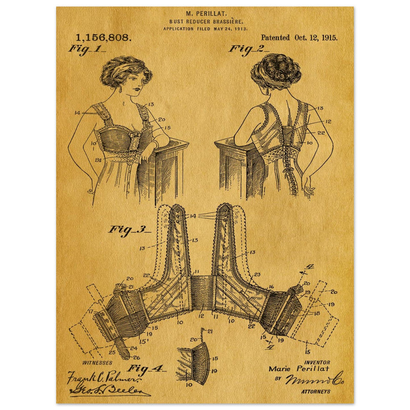 Bust reducer brassiere vintage patent by M Perillat