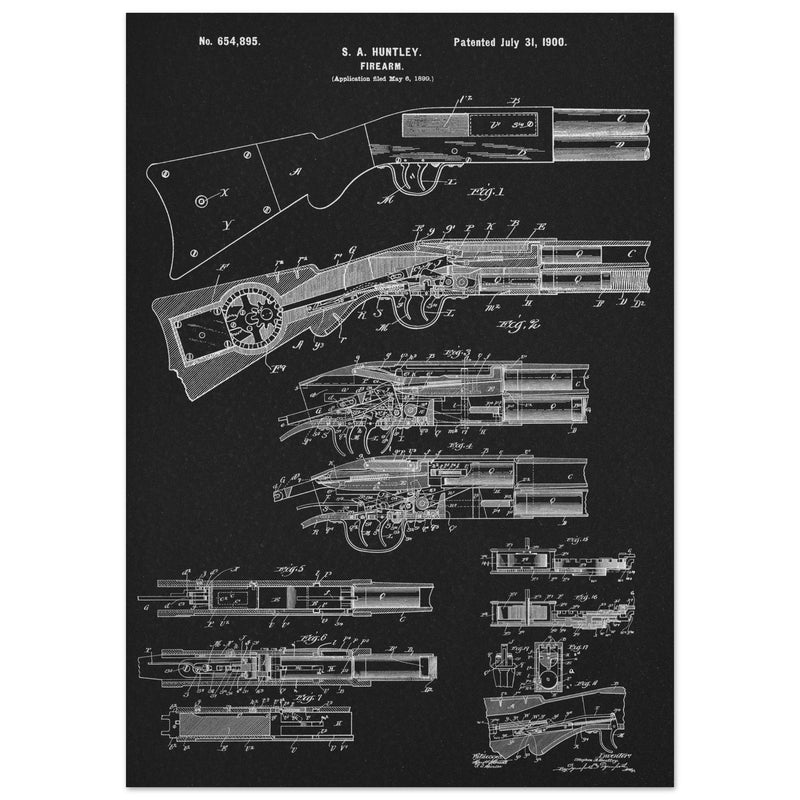 Firearm historic patent 1900. Matte paper