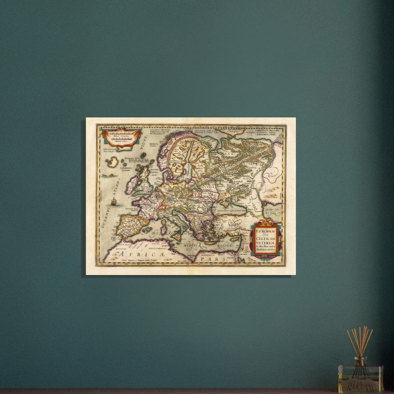 Ancient map of Europe and the Celts. Europam sive Celticam veterem by Abraham Ortelius.