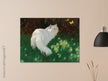 White Cat and Butterflies old painting by Arthur Heyer .