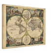 Frederik de Wit 1688 Ancient wold map. Double hemisphere antique old map reproduction. Nova orbis Tabula