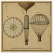 The first parachute by Jacques Garnerin. XVIII Century.
