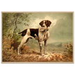 Hunting dog vintage painting poster with partridge in mouth