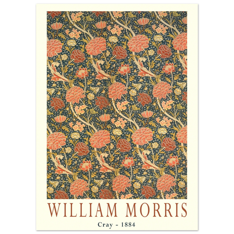 William Morris Cray 1884. Vintage printed cotton  art print.