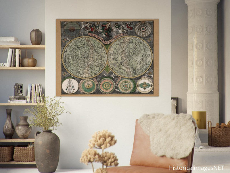 Vintage Celestial map. Planisphaerium Coeleste: Secundum Restitutionem Hevelianam et Hallejanam.