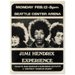Jimi Hendrix concert poster of his performance at the Seattle Center Arena in 1968.