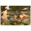 Echo and Narcissus by John William Waterhouse 1903.  from antique painting. Roman mythology.