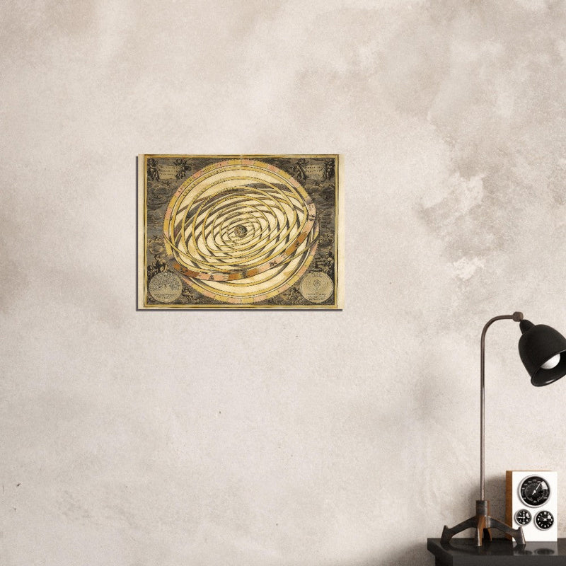 Solar System print. Orbium planetarum terram complectentium scenographia by Gerard Valck and Pieter Schenk