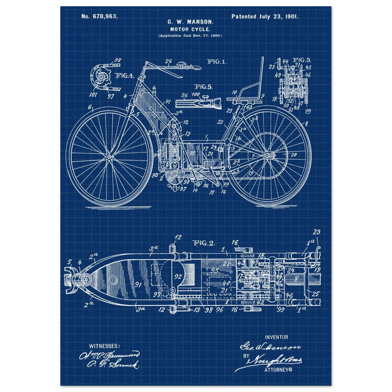 Motorcycle old patent by G. W Manson.