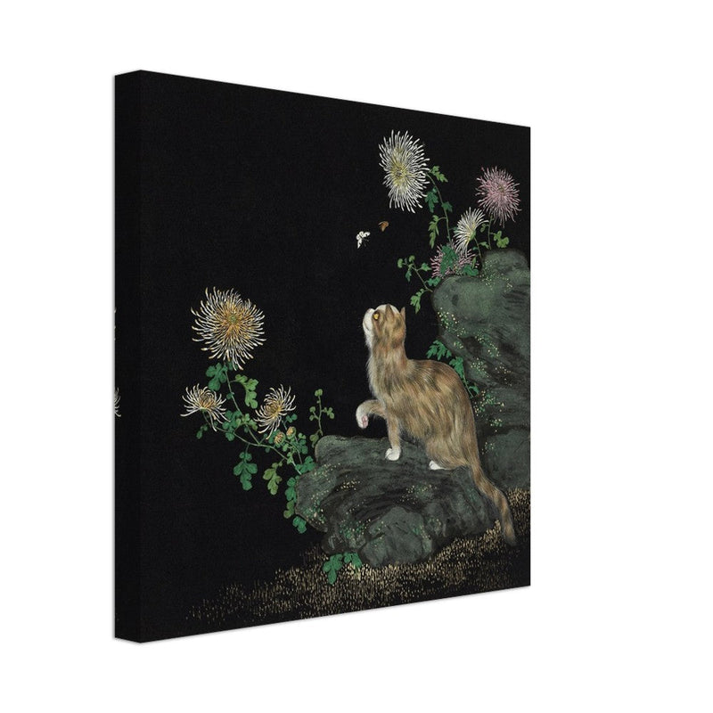Cats and Butterflies in Springtime old oriental painting by Shen Zhenlin.