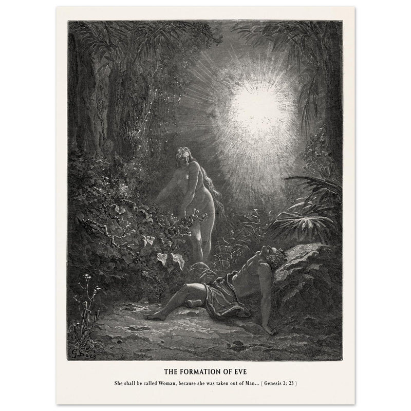 Gustave Dore The Bible engraving print . The Formation of Eve illustration .