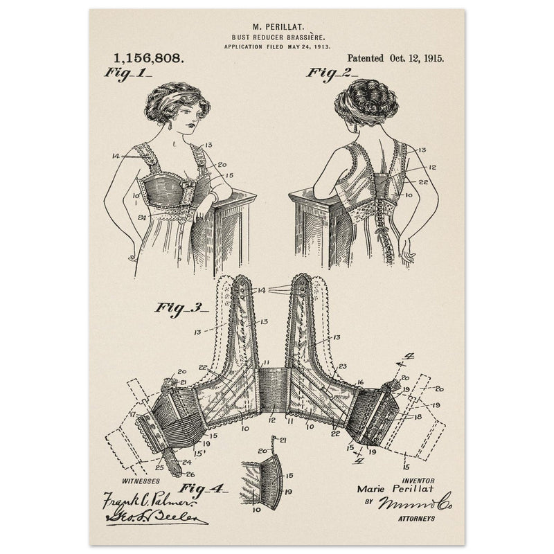 Bust reducer brassiere vintage patent by M Perillat