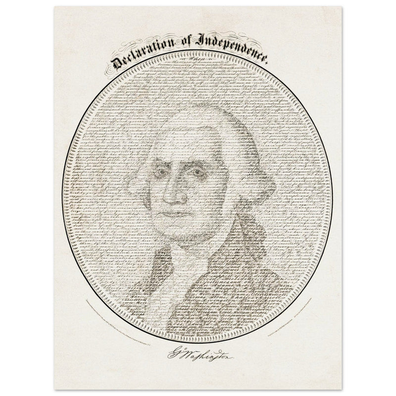 Declaration of Independence vintage print reproduction. George Washington president .