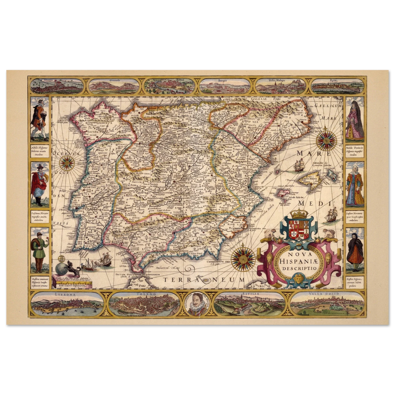 Nova Hispaniae ancient map reproduction of 1610 by Jodocus Hondius based on Gerhard Mercator