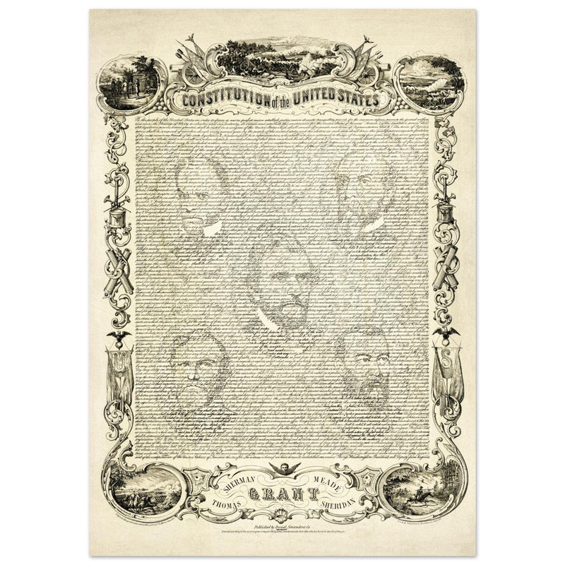 The Constitution of the United States of America vintage poster of 1865.