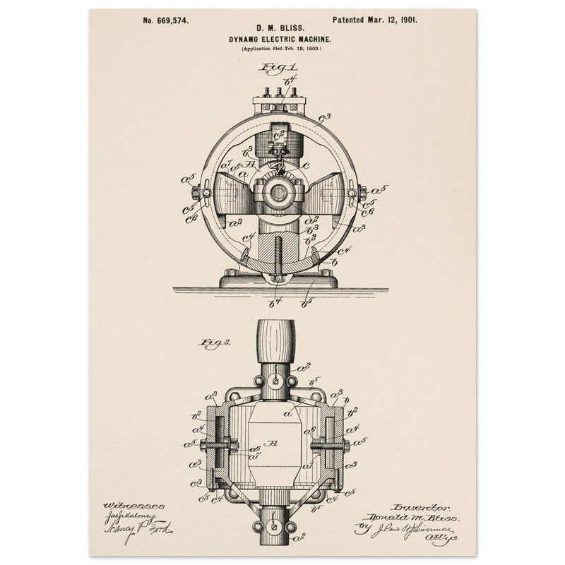 Dynamo electric machine patent by D M Bliss.