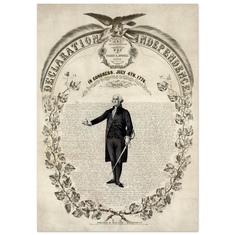 Declaration of Independence of America. George washington manuscript illustration.