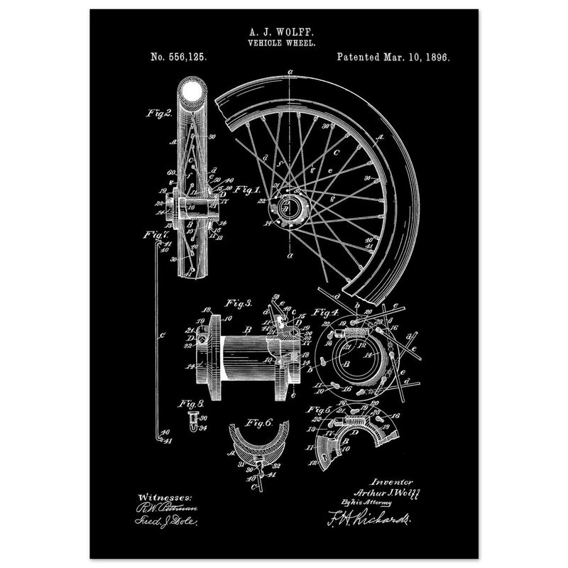 Vehicle whell patent illustration. Vintage drawing .