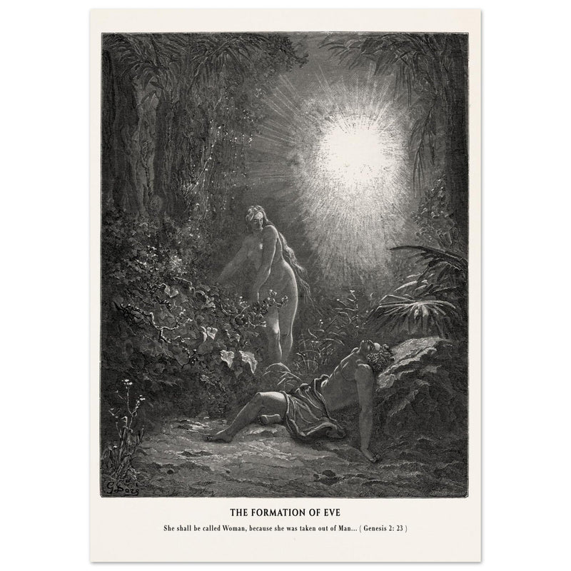 Gustave Dore The Bible engraving print . The Formation of Eve illustration .
