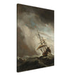 Willem van de Velde A Ship on the High Seas Caught by a Squall, Known as The Gust. Old marine painting. Stormy sea.