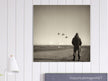 Airman standing in airfield in Italy 1945. Fine art black and white toned print