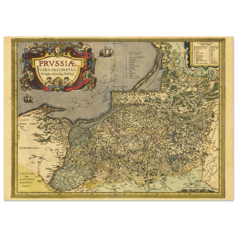 Ancient map of Prussia by Abraham Ortelius. Historic vintage map of 1570.