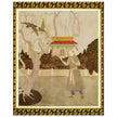 Edmund Dulac and one of his illustration for Princess Badoura fairy tale. Prince Camaralzaman and the Birds.