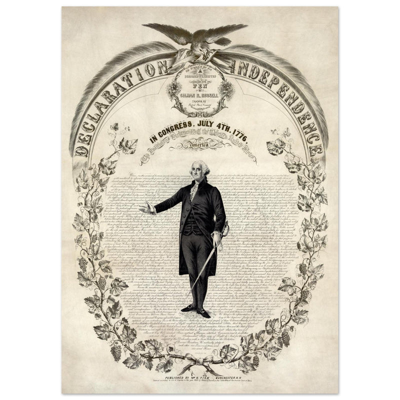 Declaration of Independence of America. George washington manuscript illustration.