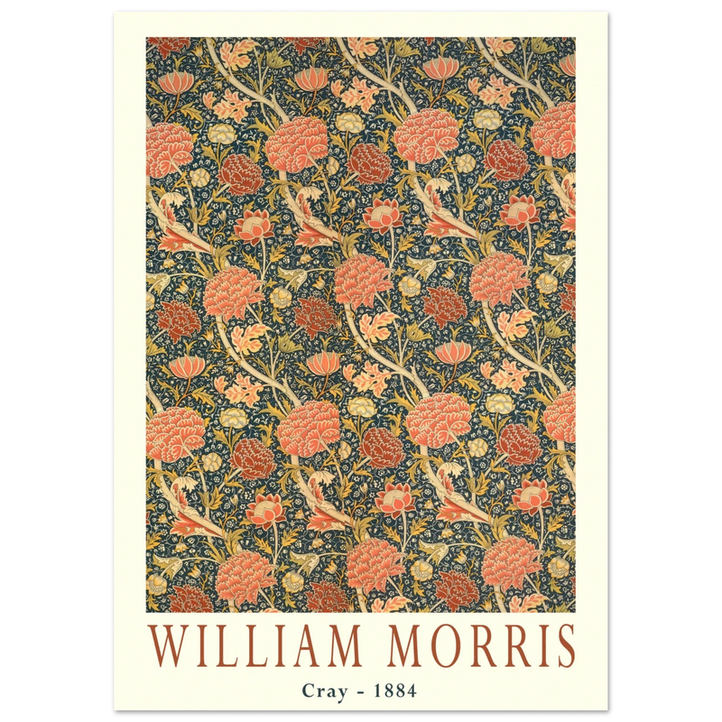 William Morris Cray 1884. Vintage printed cotton  art print.