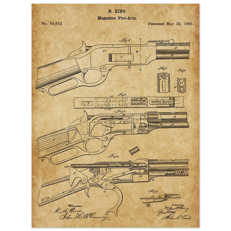 Magazine Fire arm patent 55012 by N kinf.