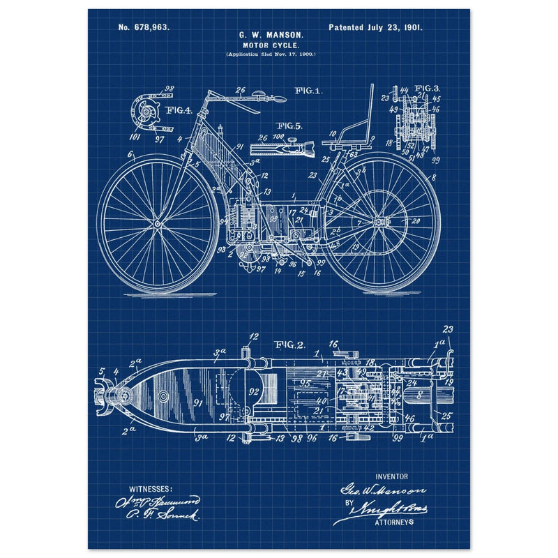 Motorcycle old patent by G. W Manson.