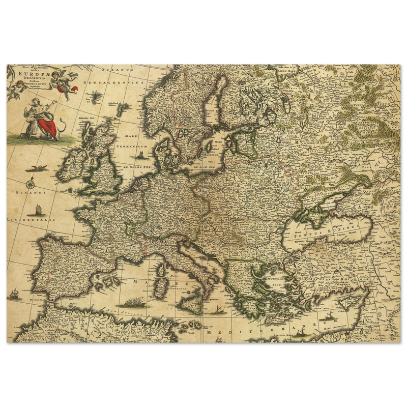 Ancient map of Europe. Nova et Accurata Totius Europae Descriptio by Frederik de Wit