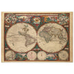 1660 Ancient old world map. Double hemisphere antique map reproduction.