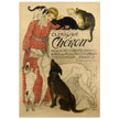 Theophile Steinlen Clinique Cheron. Beautiful vintage poster depicting a woman surrounded by cats and dogs in a veterinarian clinic.