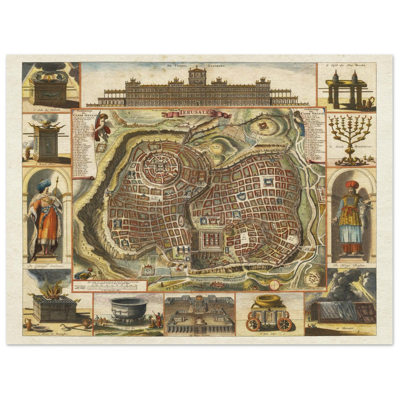 Jerusalem ancient map XVII Century by Daniel Stoopendael.