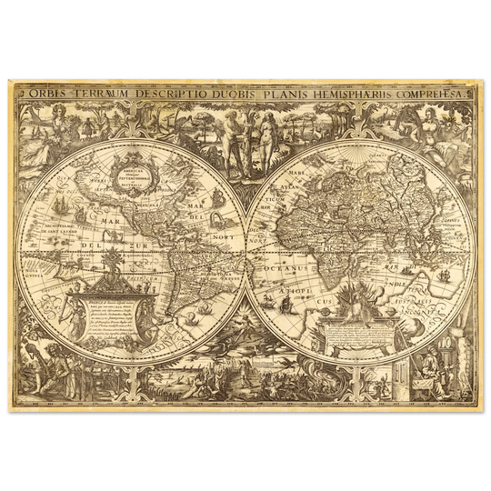 Ancient world map vintage reproduction of the XVII century by Nicolaes Geylekerck