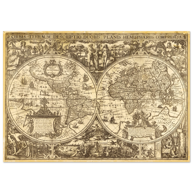 Ancient world map vintage reproduction of the XVII century by Nicolaes Geylekerck